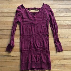LC Lauren Conrad Maroon Long Sweater with Bow Back Detail Size XS